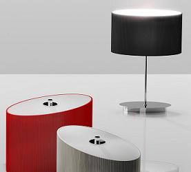 Trio modernch designovch stolnch lamp model FIGARO v erven, ern a bl barv